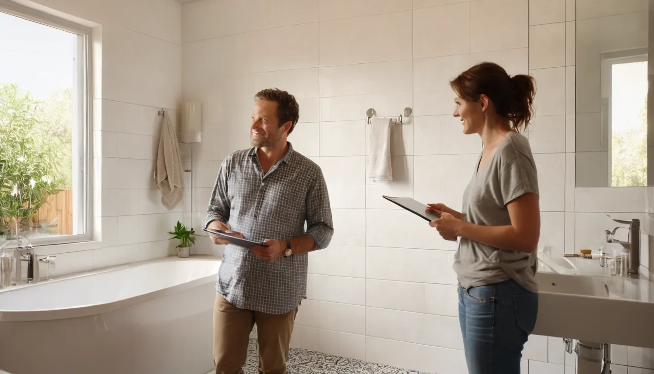 A homeowner chatting with a local provider about bathroom options in the Kissimmee area